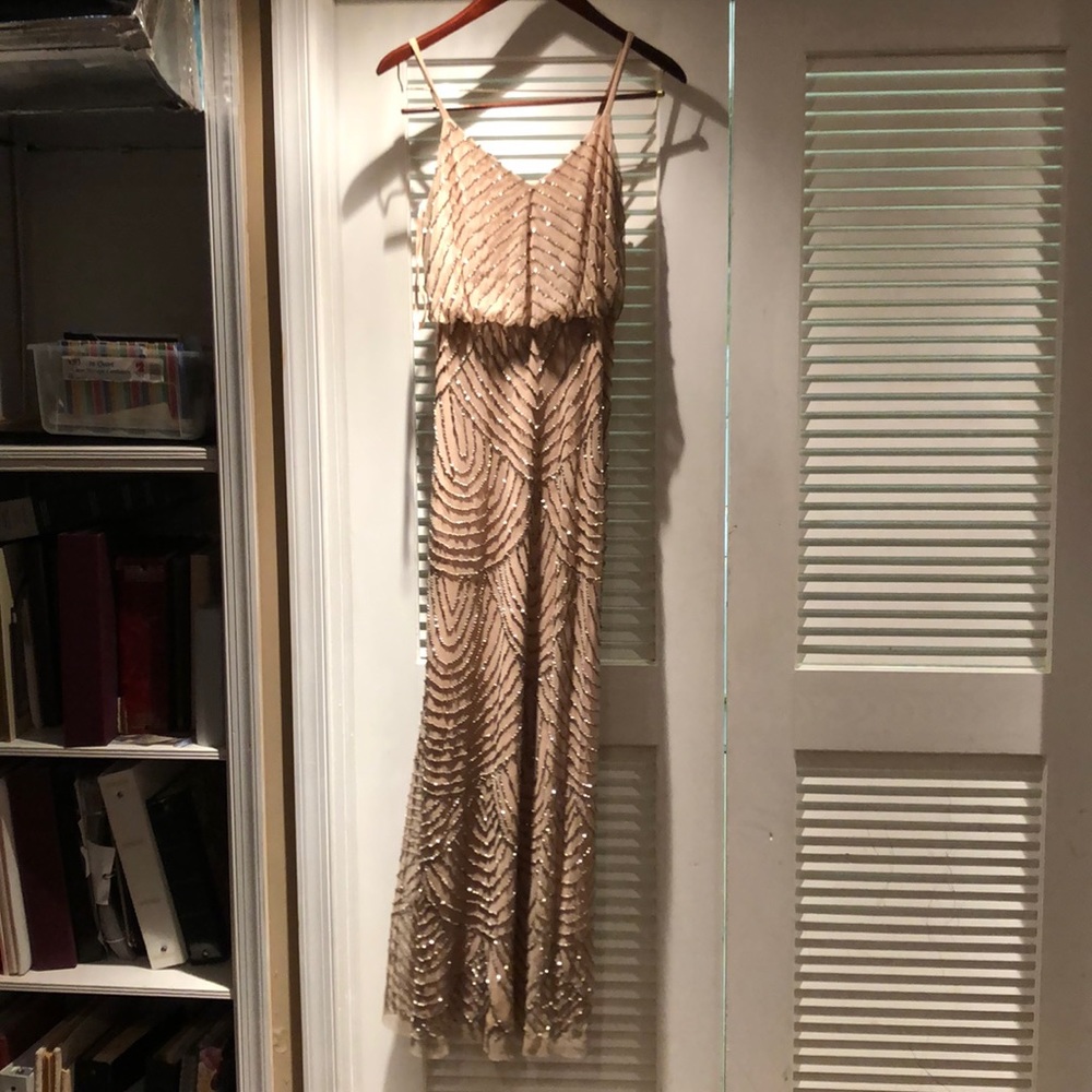 Adrianna Papell evening gown Art Deco blouson gown